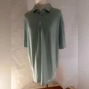 Oxford Green and White Striped Polo Shirt